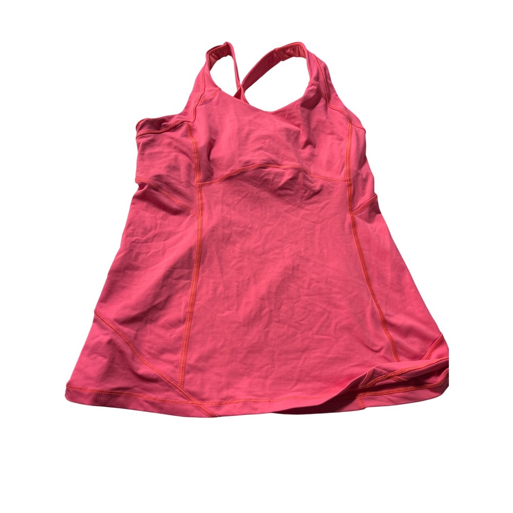 Vintage Lululemon Pink Racerback Tank Top with Built-in Shelf Bra Size 8